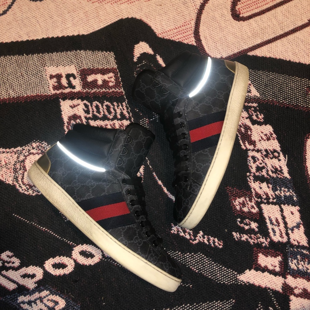 Gucci ace supreme high tops monogram shoes